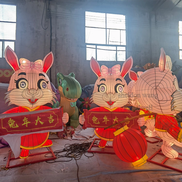 Traditional Chinese Animals Rabbit Lanterns for Chinese New Year Decor